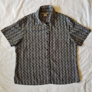 VINTAGE Black & White Button Up Blouse